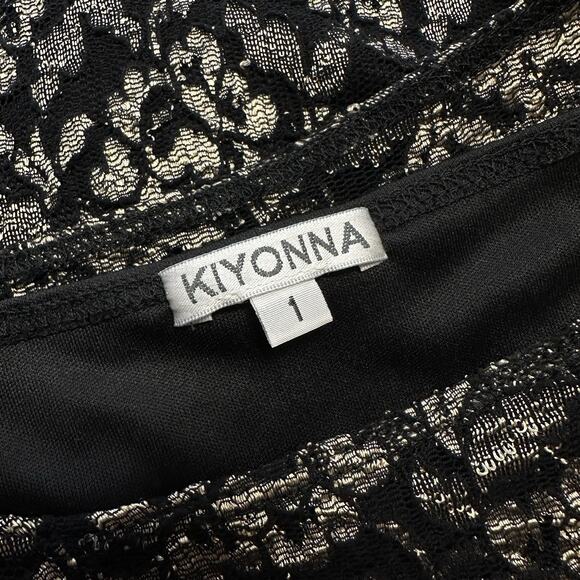 Kiyonna Black Gold Floral Lace Lined Sheath Dress Party Cocktail Plus Size 1X‎ - Picture 8 of 10